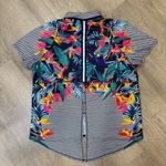 Lucky in Love Samba Tie Back Birds of Paradise Golf Polo (M) EUC Blue Size M Photo 2