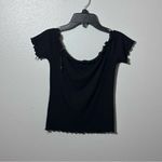 Iris basic  Women Black Ribbed Off Shoulder Top size Small. Photo 4