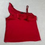 SheIn One Shoulder Ruffle Tank Top M Red Womens Blouse Camisole Sleeveless Party Photo 0