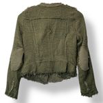 Zara Womens Olive Green Tweed Moto Jacket Epaulets M Military Grunge Biker Urban Size M Photo 2