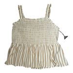 Ava & Viv NWT -  White + Tan Stripe Summer Tank Top With Smocking - Plus Size 2x Photo 4