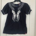 Esprit EDC  womens smocked embroidered boho top blue small Photo 0