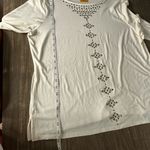 Ruby Rd  knit cream colored with silver embellishments 3/4  sleeve top size XL Photo 5