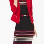 White House | Black Market  Striped Slimming Sheath Dress Leather Trim 6 Small Photo 0