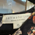 Saltwater Luxe  | Black Hibiscus Bell Sleeves Ruffle Hem Mini Dress Size XS Photo 7