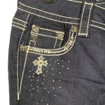 Miss Me Jeans Womens Size 26 dark wash capri Denim stitched fleur de lis Pockets Photo 3