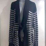 White House | Black Market  Size Medium Black Gray Stripes Striped Cardigan Sweater Photo 2