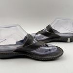 BORN womens Black Leather wedge heel sandal Size 7 thong toe loop Photo 4