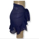 Zuliana One Size Blue Ruffle Trim Long Sarong Skirt. Made in USA. New With Tags Photo 1
