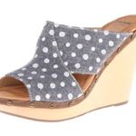 Dr. Scholl’s Collection Farida Denim Leather Studded Polka Dot Wedges size 8 Blue Photo 0