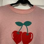 Pink Rose NWT Size XS Crew Neck Plush Long Sleeve Knit Sweater Red Cherries Photo 2