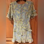 Lost + Wander Blue & Yellow Floral V-Neck Faux Wrap Ruffle Mini Dress Size XS Photo 11