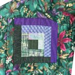 Handmade  Quilted Patchwork Barn Jacket Green Purple Floral Log Cabin Size XL/1X Photo 4