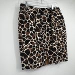 Calvin Klein  Lined Belted Skirt Linen Blend Animal Print Photo 1