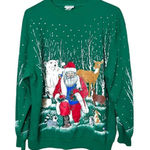 Holiday Time Vintage Santa Claus Winter Forest Crewneck Size M Photo 0