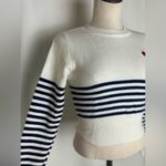 Fashion Women’s Striped Heart Embroidered
Crew Neck Long Sleeve sweater NWT S White Photo 2