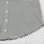 Loft  Outlet Striped Button Front Shirt Women M Soft Black White Top Tie Sleeves Photo 1