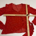 ASTR THE LABEL Shirt Womens Small Olympia Red Floral Print Long Sleeve Wrap Top Photo 5
