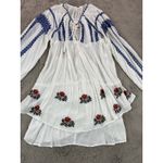 Free People NWT  Ivory Embroidered‎ Floral Wild Horses Mini Dress Peasant Boho S Photo 5