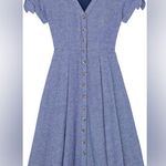 Gal Meets Glam  6 Lenna Linen Blue Button-Down Midi Dress Photo 1