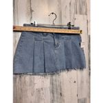 Cello Blue Denim Pleated Mini Skirt | Raw Hem Jean Skirt Size Small Photo 6