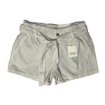 a.n.a NEW . High Rise Tan Khaki Chino Shorts with Pockets Tie Belt Frayed Waist 4 Photo 0