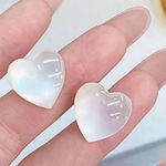 Boutique NEW Large Acrylic Heart Stud Earrings Pearl White Minimalist Elegant‎ 1.6cm Photo 0