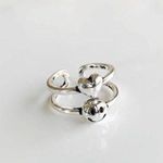 Boutique Smiley Face Heart Double Band Silver Ring Photo 2