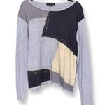 Vintage N Touch Rhinestone Studded Scoop Neck Color Block Knit Sweater Blue Size L Photo 0