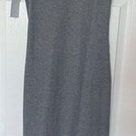 French Connection  Tommy Grey Ribbed Lace Up Side Bodycon Midi Dress Size Large Photo 1