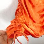 ZARA  Orange Satin Draped Effect Mini Dress Size Large Ruched Cocktail Halloween Photo 9