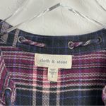 Cloth & Stone  Plaid Tunic Shirt Dress Long Sleeve Knit Blue Pink L Photo 5