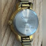 Carriage Ladies Watch Indiglo White Dial Two Tone Stretch Stainless Bracelet Photo 5