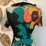 Alberto Makali Vintage Y2K Floral Pleated Ruffle Mini Dress Designer Evening M Photo 7