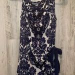 Joy Joy  Floral Printed Tie Waist Sleeveless Top- Navy/Ivory size M Photo 0