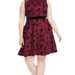 Gabby Skye  Dress Size 4 Dark Pink With Velvet Floral Pattern Whimsy Goth Photo 7