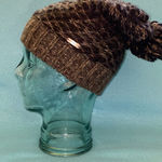 Steve Madden chunky knit pom pom hat beanie dark light browns and tans SZ OSFA Photo 0