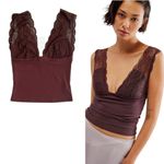 Free People  BROWN LACE LOUNGE CAMI TOP SMALL NEW WITH TAG Photo 2
