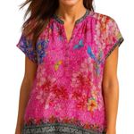 Johnny Was Bouquet Frame Parade Silk Blouse NWT Photo 0