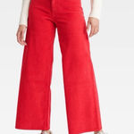 Universal Threads Universal Thread Women's High-Rise Corduroy Sailor Wide Leg Ankle Jeans Red 12 Photo 0
