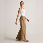 Quince NWT  Women’s Drapey Twill Pleated Trouser Boxwood Brown Sz 0 Photo 3