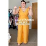 Eloquii  Women's Plus Size Tie Strap Wide‎ Leg Jumpsuit marigold yellow, size 24 Photo 4