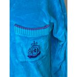 polo shirt velour blue purple embroidered preppy distressed Size M Photo 2