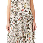 Jason Wu  Dress Womens 4 Grey Painterly Cream Floral Printed Midi‎ Tiered Silk Photo 0