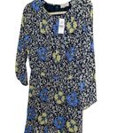 Loft Floral Print Dress Navy Blue Yellow White Women's Medium NWT Photo 2