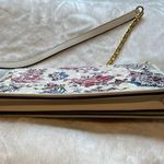 Tory Burch  Fleming Floral Leather Chain Wallet Crossbody Purse Bag White Purple Photo 6