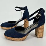 a.n.a Worthington Womens Panama Block Heel Ankle Strap Pumps in Dark Denim size 6.5 Photo 6