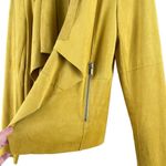 Bagatelle  Faux Suede Drape Moto Jacket Blazer Open Front Yellow, Size‎ Small Photo 7