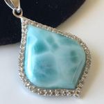 Sterling Silver 925 NOA Larimar Stone Pendant Necklace Photo 7