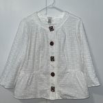 Chico's  EVIE Embellished Cotton White Everlasting Eyelet Jacket Chico SZ 2 US L Photo 0